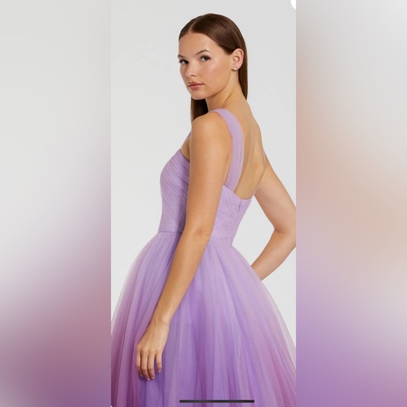 Mac Duggal 20553 Purple Cross Front Strap Ombre Tulle Gown Lilac Dress - Picture 4 of 7